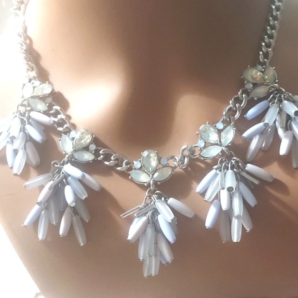 Crystal Cluster Beaded Chunky Statement Choker Ne… - image 5